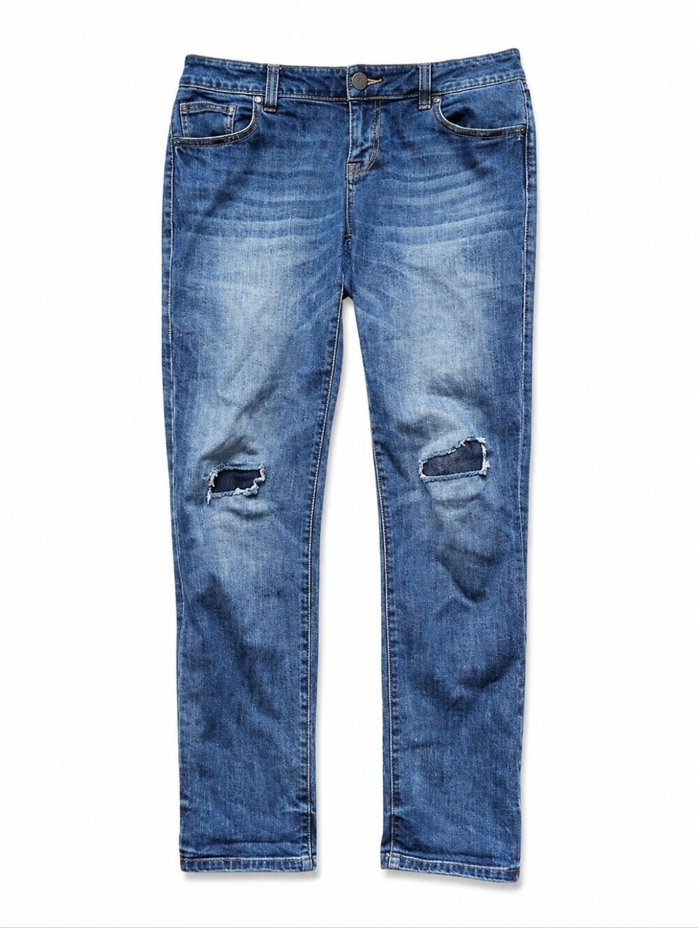 CAbi 5695 Distressed Patch Slim Boyfriend Jeans